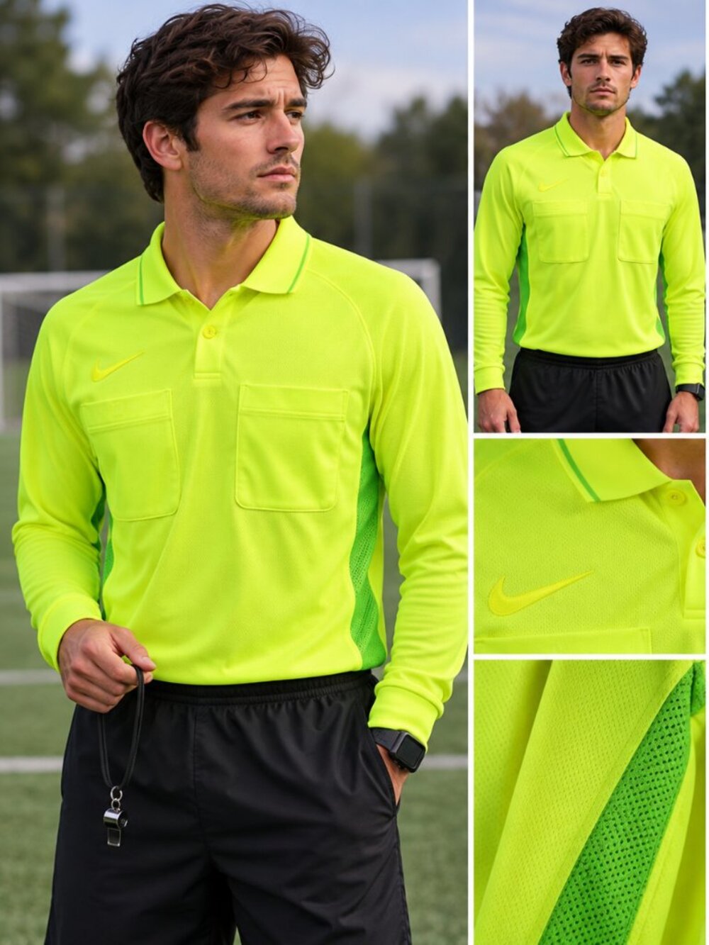 Nike Dri-FIT Referee Long Sleeve Jersey Men's Large Volt Green NWT